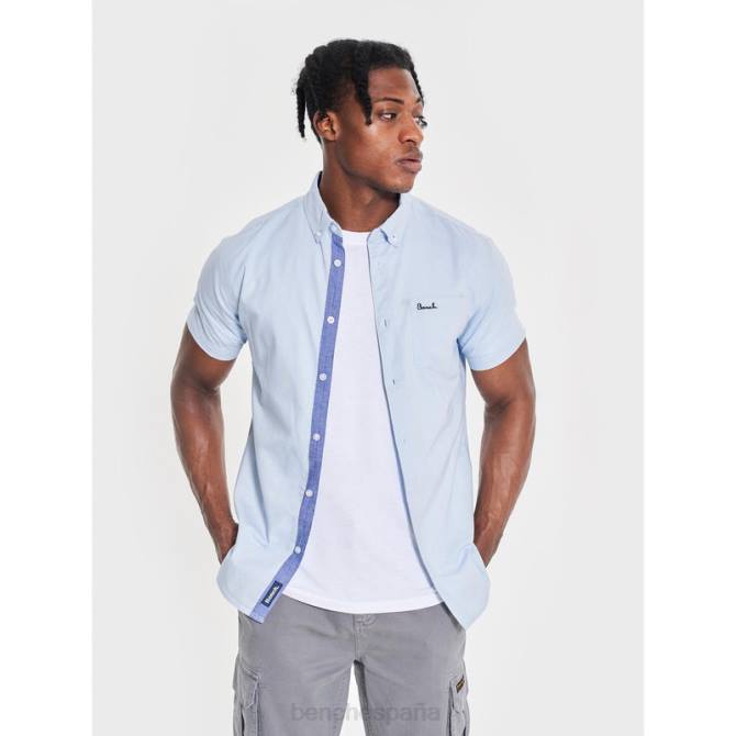 vestir Bench hombres camisa de manga corta con lazo 8HRJ28 azul claro