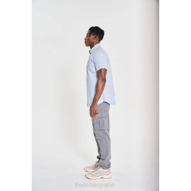 vestir Bench hombres camisa de manga corta con lazo 8HRJ28 azul claro