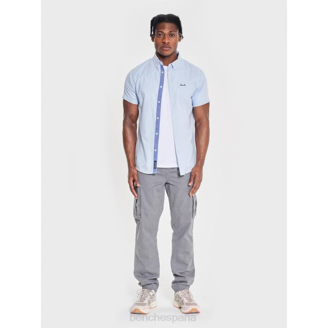 vestir Bench hombres camisa de manga corta con lazo 8HRJ28 azul claro