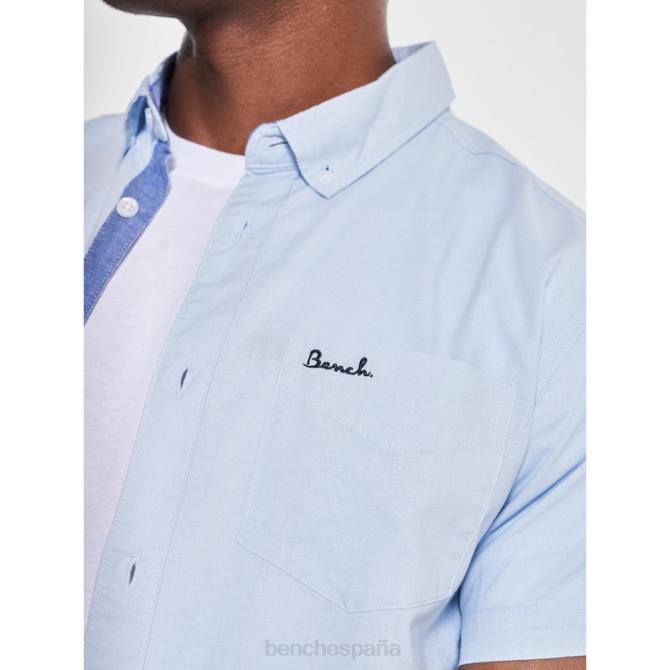 vestir Bench hombres camisa de manga corta con lazo 8HRJ28 azul claro