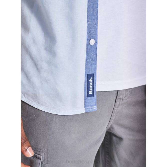 vestir Bench hombres camisa de manga corta con lazo 8HRJ28 azul claro