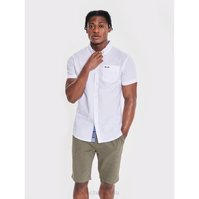 vestir Bench hombres camisa de manga corta con lazo 8HRJ33 blanco