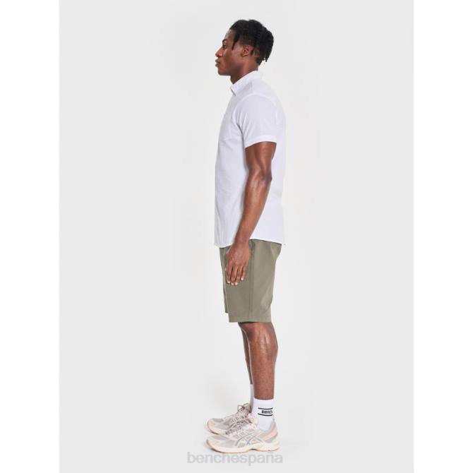vestir Bench hombres camisa de manga corta con lazo 8HRJ33 blanco