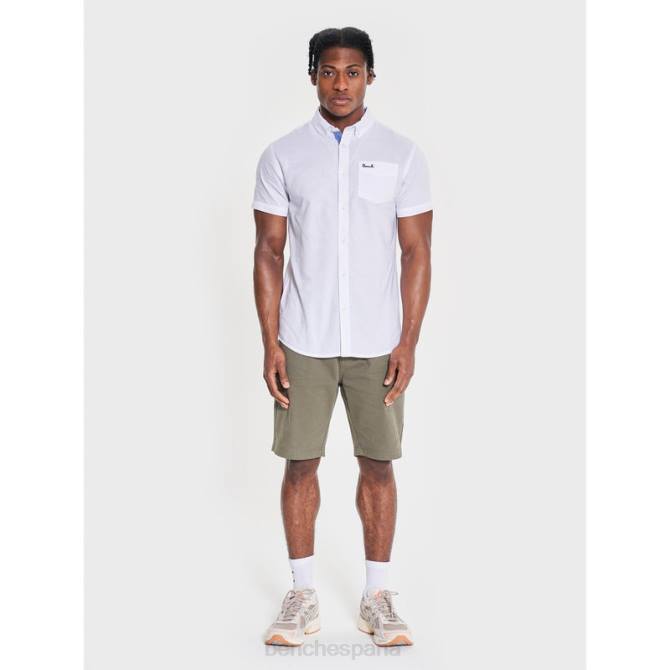vestir Bench hombres camisa de manga corta con lazo 8HRJ33 blanco