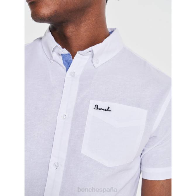 vestir Bench hombres camisa de manga corta con lazo 8HRJ33 blanco
