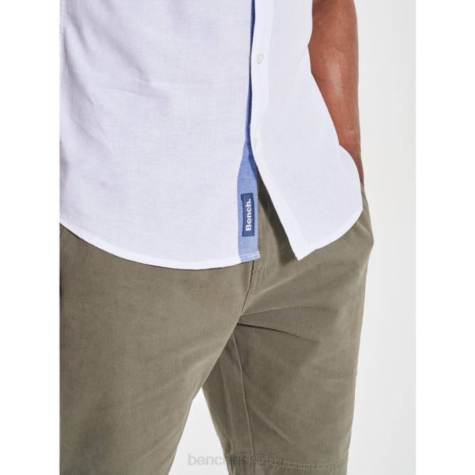 vestir Bench hombres camisa de manga corta con lazo 8HRJ33 blanco