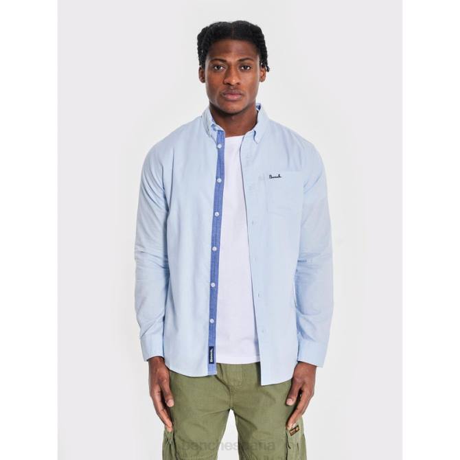 vestir Bench hombres camisa de manga larga oxford 8HRJ25 azul claro