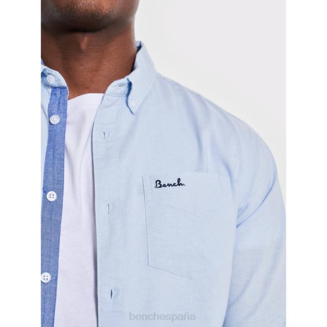 vestir Bench hombres camisa de manga larga oxford 8HRJ25 azul claro