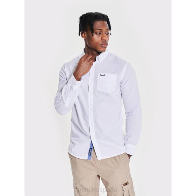 vestir Bench hombres camisa de manga larga oxford 8HRJ34 blanco