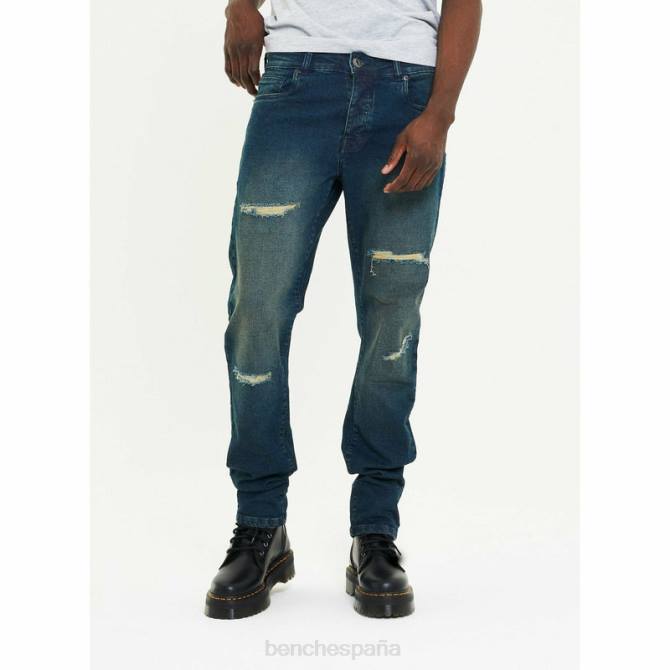 vestir Bench hombres jeans ajustados aw-002 8HRJ89 azul desteñido