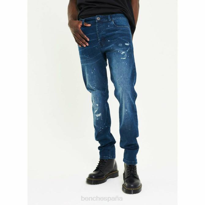 vestir Bench hombres jeans ajustados aw-003 8HRJ87 azul medio