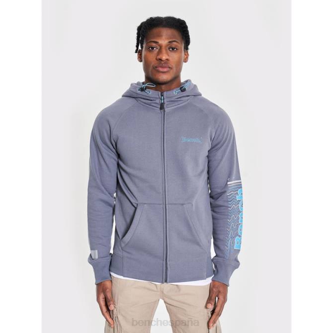 vestir Bench hombres sudadera con capucha y cremallera Lucian 8HRJ61 gris acero