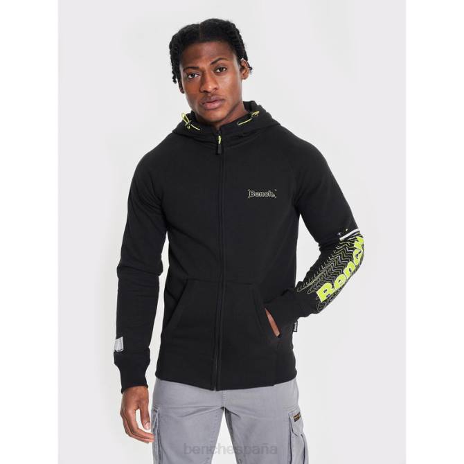 vestir Bench hombres sudadera con capucha y cremallera Lucian 8HRJ62 negro