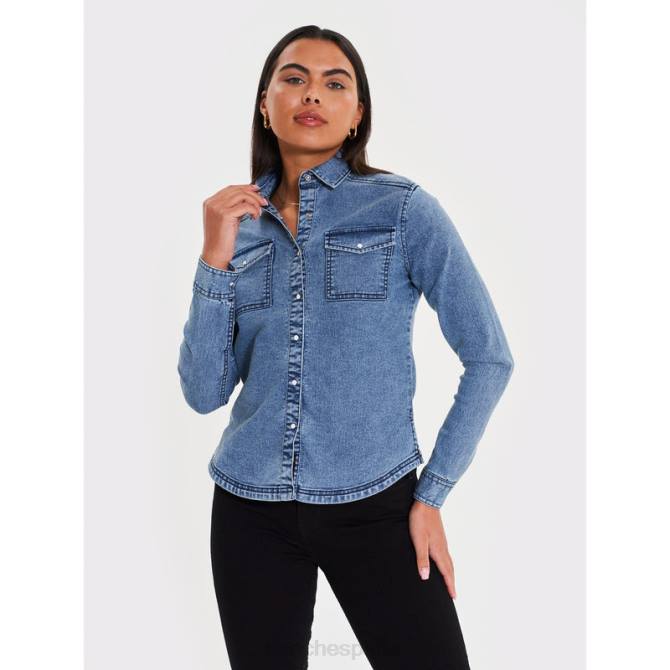 vestir Bench mujer camisa vaquera Shaylie 8HRJ108 lavado medio